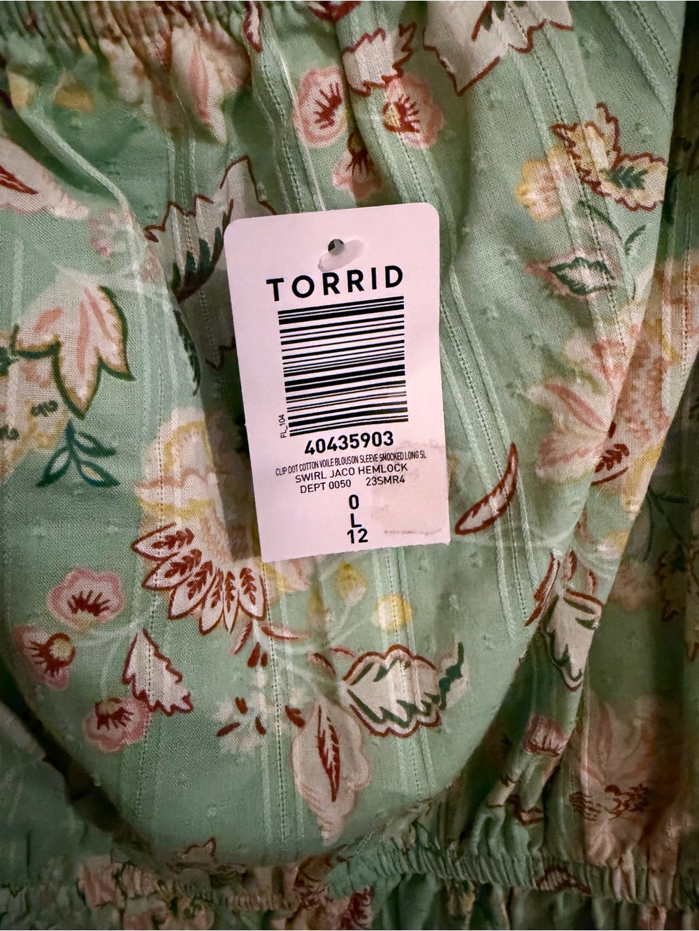 Torrid Mint Floral Peasant Blouse - Picture 3 of 4